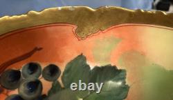 Large TV Limoges France Hand Painted Porcelain Punchbowl Gold Gild Pickard China