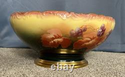 Large TV Limoges France Hand Painted Porcelain Punchbowl Gold Gilding Collector