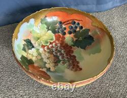 Large TV Limoges France Hand Painted Porcelain Punchbowl Gold Gilding Collector