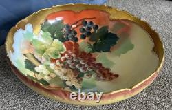 Large TV Limoges France Hand Painted Porcelain Punchbowl Gold Gilding Collector