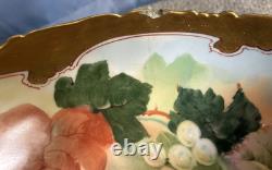 Large TV Limoges France Hand Painted Porcelain Punchbowl Gold Gilding Collector