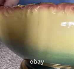 Large TV Limoges France Hand Painted Porcelain Punchbowl Gold Gilding Collector