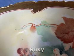 Large TV Limoges France Hand Painted Porcelain Punchbowl Gold Gilding Collector
