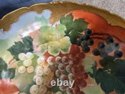 Large TV Limoges France Hand Painted Porcelain Punchbowl Gold Gilding Collector