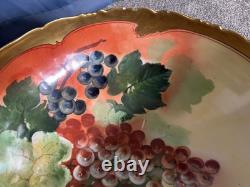 Large TV Limoges France Hand Painted Porcelain Punchbowl Gold Gilding Collector