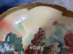 Large TV Limoges France Hand Painted Porcelain Punchbowl Gold Gilding Collector