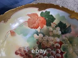 Large TV Limoges France Hand Painted Porcelain Punchbowl Gold Gilding Collector