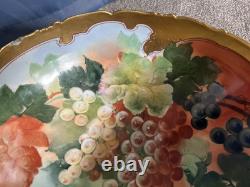 Large TV Limoges France Hand Painted Porcelain Punchbowl Gold Gilding Collector