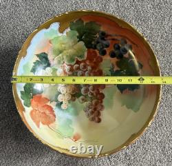 Large TV Limoges France Hand Painted Porcelain Punchbowl Gold Gilding Collector