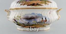 Large antique Meissen lidded tureen in hand-painted porcelain