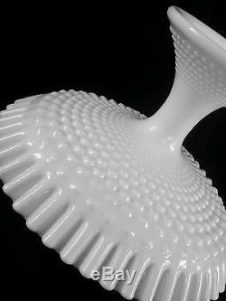 Large vintage mid-century Fenton hobnail milk glass compote 11.5 inches