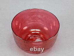 Late 19th Century French Etched Neoclassical Scrollwork Cranberry Finger Bowl