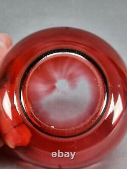 Late 19th Century French Etched Neoclassical Scrollwork Cranberry Finger Bowl