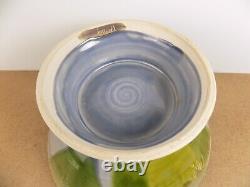 Laurey Faye Long Pottery Large Bowl North Carolina Blue & Green 12.5 x 7