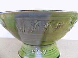 Laurey Faye Long Pottery Large Bowl North Carolina Blue & Green 12.5 x 7