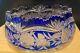 Lausitzer Cobalt to Clear Crystal Bowl with Sawtooth Rim