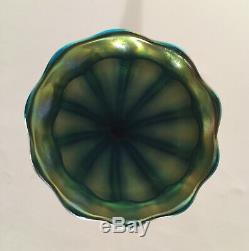 Lct Louis Comfort Tiffany Favrile Vase Green Blue Iridescent Floriform Signed