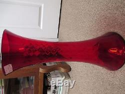 Lg 20 Blenko 6928 Joel Myers 1969 Design Red Swirl Floor Vase Vase Hand Blown
