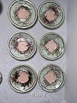 Limoges French Cream Soup & Saucer Porcelain Gilt and Floral Antique T&V