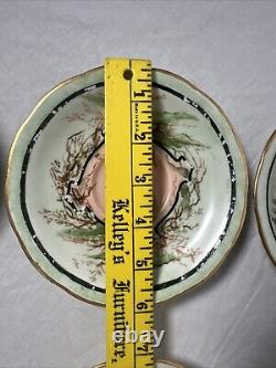 Limoges French Cream Soup & Saucer Porcelain Gilt and Floral Antique T&V
