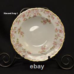 Limoges Haviland 8 Rimmed Soup Bowls Trellis Pink Gold Louis XIV Mold 1958-1962