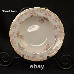 Limoges Haviland 8 Rimmed Soup Bowls Trellis Pink Gold Louis XIV Mold 1958-1962