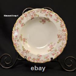 Limoges Haviland 8 Rimmed Soup Bowls Trellis Pink Gold Louis XIV Mold 1958-1962