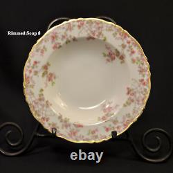 Limoges Haviland 8 Rimmed Soup Bowls Trellis Pink Gold Louis XIV Mold 1958-1962