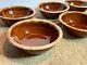 Lot 6 Vintage 60s Brown Hull USA Pottery Stoneware Drip Glaze Cereal Bowls 6.5