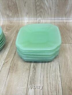 Lot Of 12 Fireking Jadeite 4 7/8 Bowls & 6 Plates Ribbed 6 Plates 6 Bowls