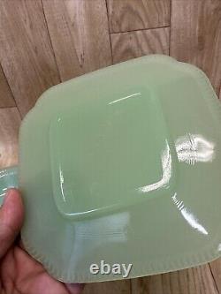 Lot Of 12 Fireking Jadeite 4 7/8 Bowls & 6 Plates Ribbed 6 Plates 6 Bowls