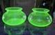 Lot Of 2 Vintage Green Uranium Glass Fish bowls