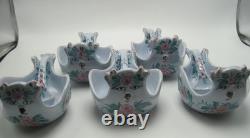 Lot of 5 Bjorn Wiinblad Style Italian Ceramic Bird Bowl & Spoon Sets Faiance
