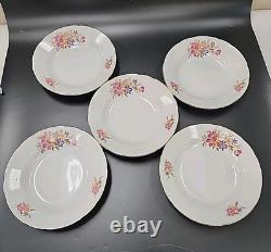 Lot of 5 Vintage Yamatsu Porcelain Bowl 9 Diameter Floral Pattern