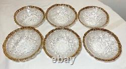 Lot of 6 vintage Italian IVV glacier 10k gold glass mid century modernist bowls