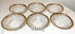 Lot of 6 vintage Italian IVV glacier 10k gold glass mid century modernist bowls