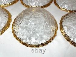Lot of 6 vintage Italian IVV glacier 10k gold glass mid century modernist bowls