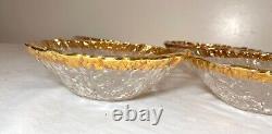 Lot of 6 vintage Italian IVV glacier 10k gold glass mid century modernist bowls