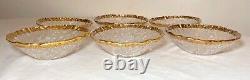 Lot of 6 vintage Italian IVV glacier 10k gold glass mid century modernist bowls