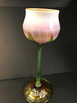 Louis Comfort Tiffany Favrile Floriform Art Glass Vase 11 Tall