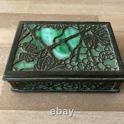 Lovely L C Tiffany Studios Bronze & Glass Grapevine Box, as is