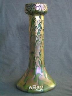 Lrg Antique Art Nouveau Trevaise Iridescent Glass Vase tiffany favrile sandwich