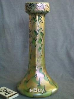 Lrg Antique Art Nouveau Trevaise Iridescent Glass Vase tiffany favrile sandwich