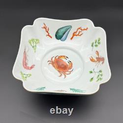 Lynn Chase St. Tropez 9 Square Vegetable Bowl, Seafood Theme, 24K Gold