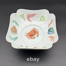 Lynn Chase St. Tropez 9 Square Vegetable Bowl, Seafood Theme, 24K Gold