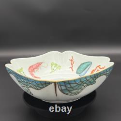 Lynn Chase St. Tropez 9 Square Vegetable Bowl, Seafood Theme, 24K Gold