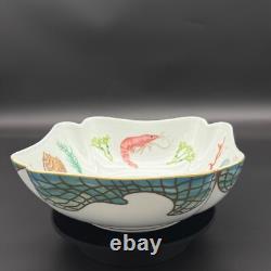 Lynn Chase St. Tropez 9 Square Vegetable Bowl, Seafood Theme, 24K Gold