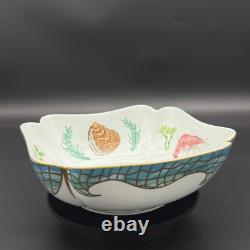 Lynn Chase St. Tropez 9 Square Vegetable Bowl, Seafood Theme, 24K Gold