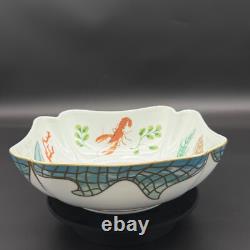 Lynn Chase St. Tropez 9 Square Vegetable Bowl, Seafood Theme, 24K Gold