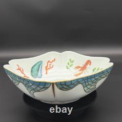Lynn Chase St. Tropez 9 Square Vegetable Bowl, Seafood Theme, 24K Gold